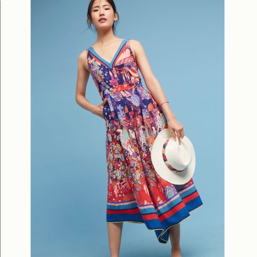 Anthropologie Maeve Iris garden floral cropped v-neck jumpsuit size 16.